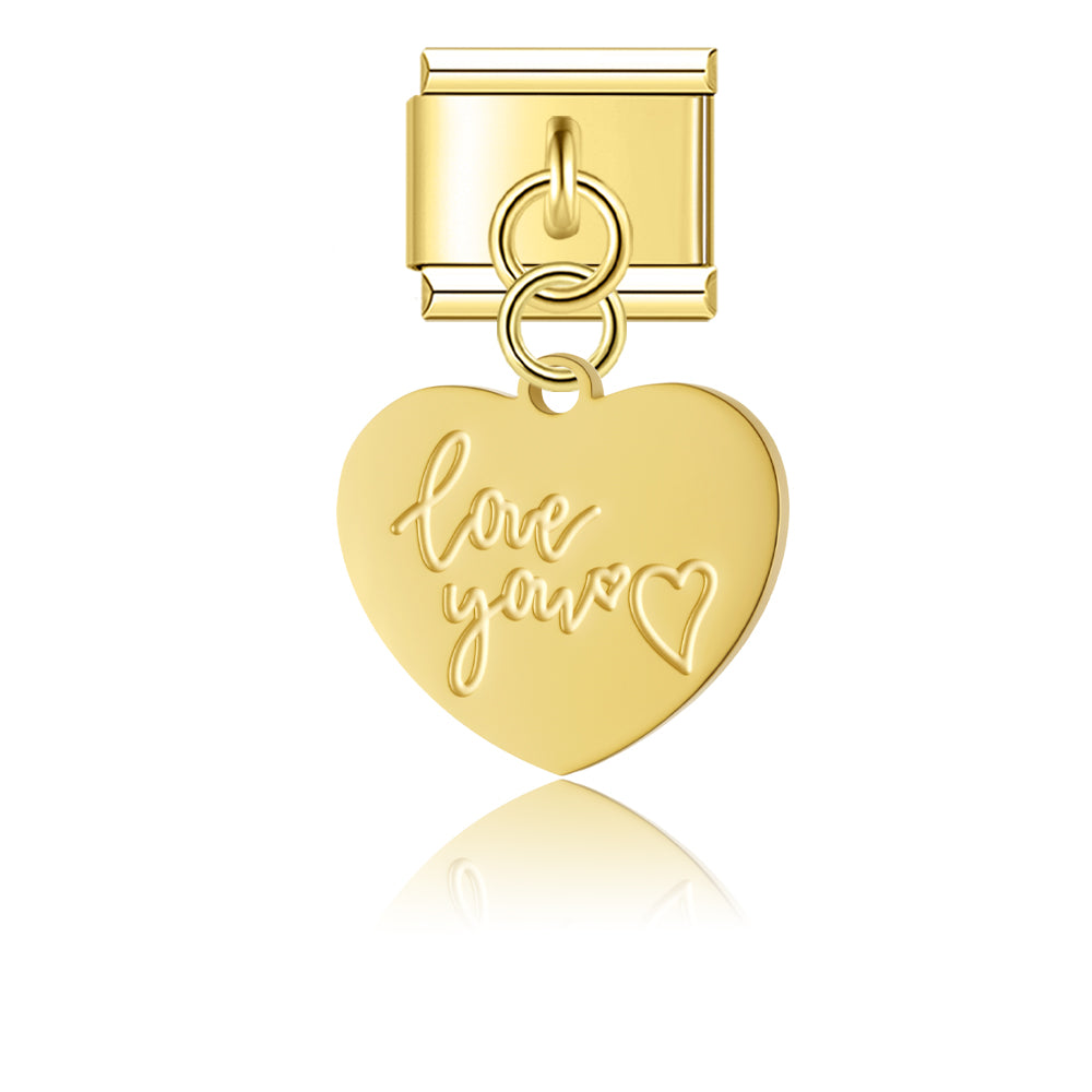Love You - Gold Italian Pendant Charm