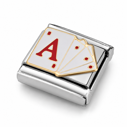Lucky Aces – silver Italian charm close-up view