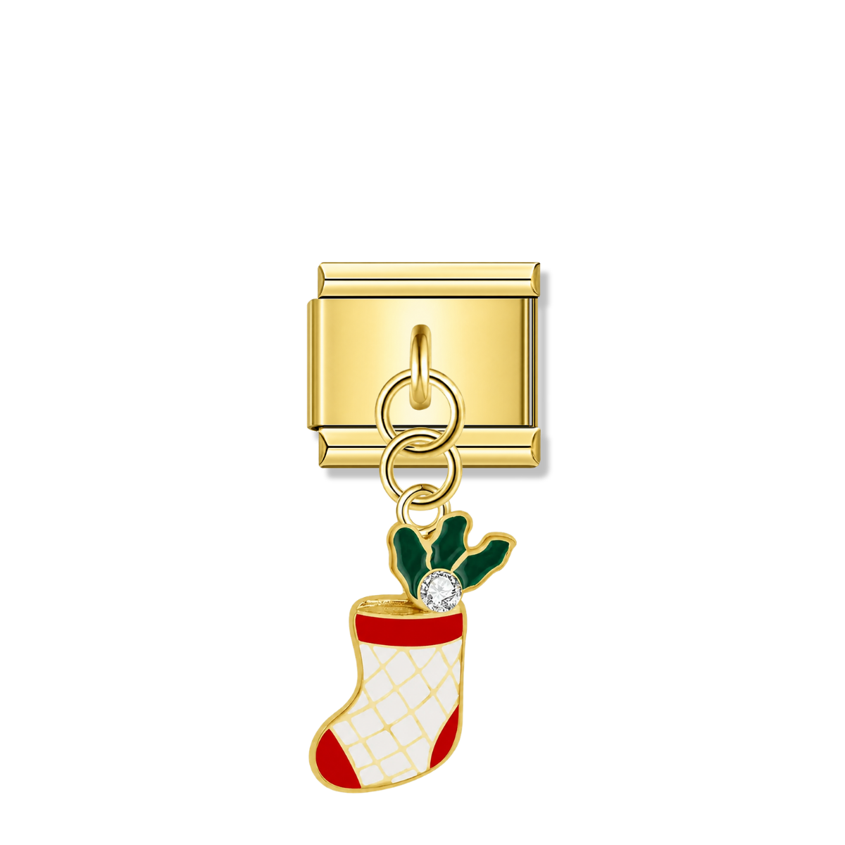 Lucky Stocking – gold Italian pendant charm by Italycharm