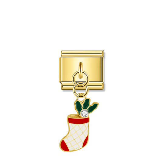 Lucky Stocking – gold Italian pendant charm by Italycharm