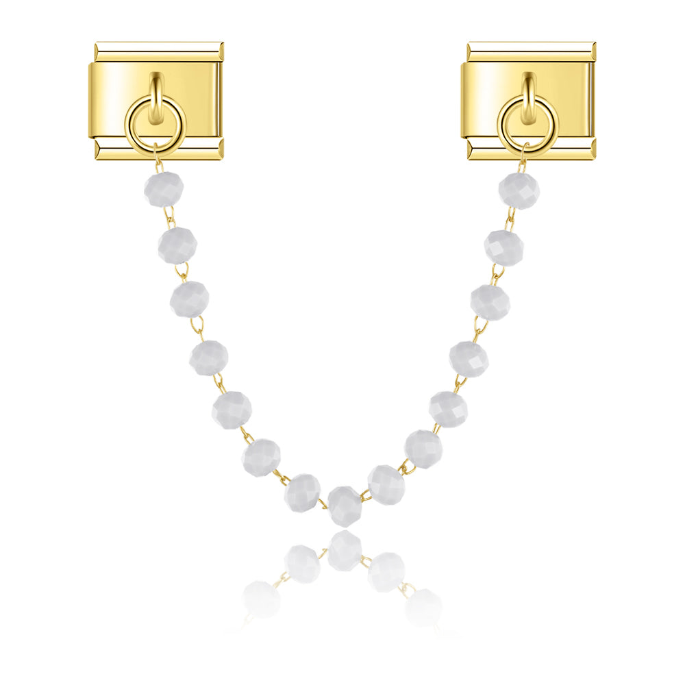 Luna White Crystal - Gold Italian Chain Charm