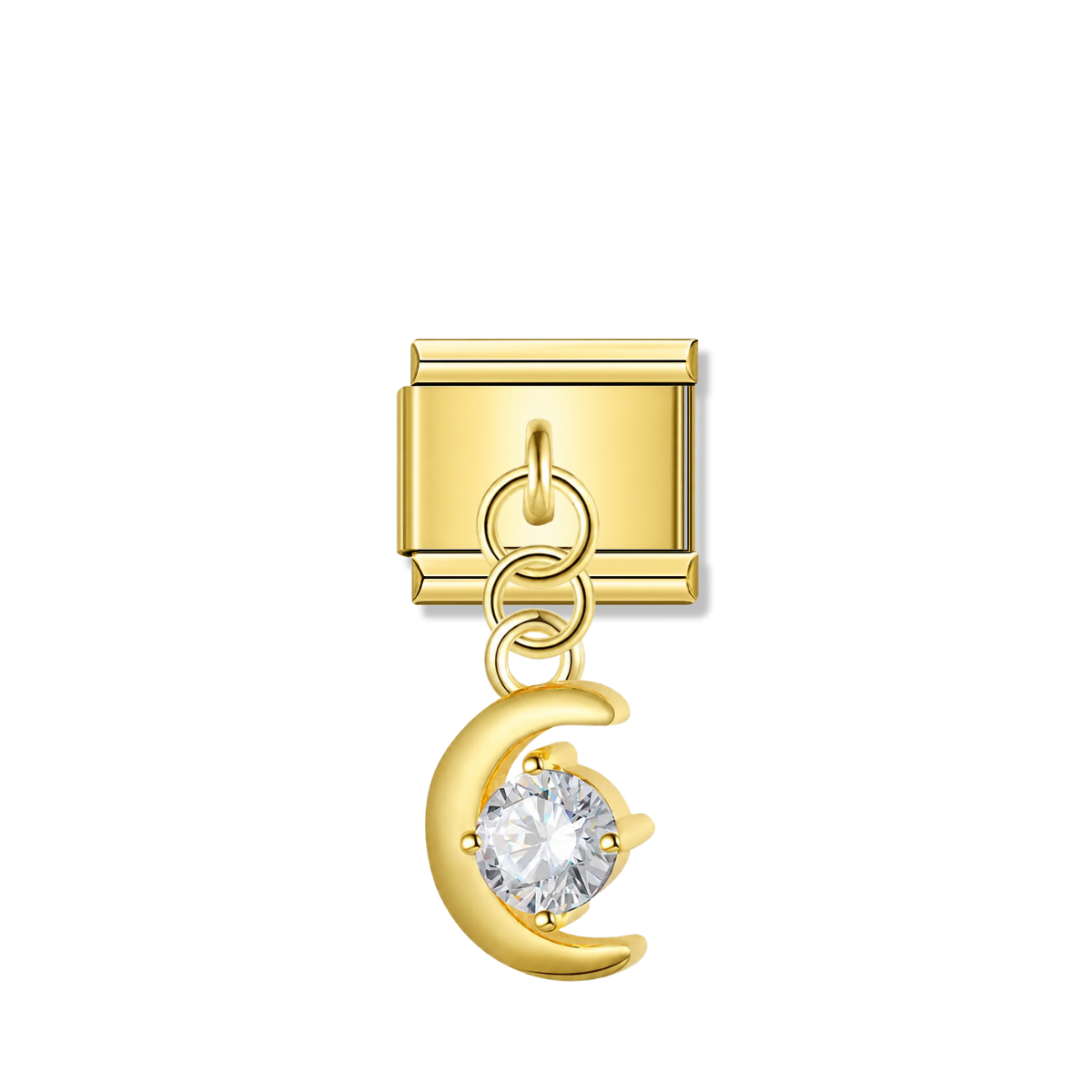 Lunar Glow with CZ – gold Italian pendant charm by Italycharm