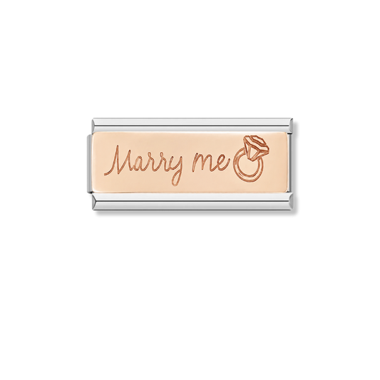 Marry Me with Ring - Silver Rose Bar Charm – Italian charm by Italycharm