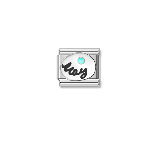 May with Birthstone – silver Italian charm by Italycharm