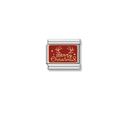 Merry Christmas – silver Italian charm by Italycharm