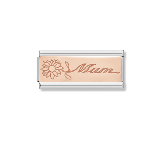 Mum with Flower - Silver Rose Bar Charm – Italian charm by Italycharm