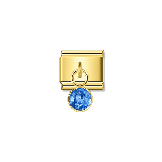 March Birthstone with CZ – gold Italian pendant charm by Italycharm