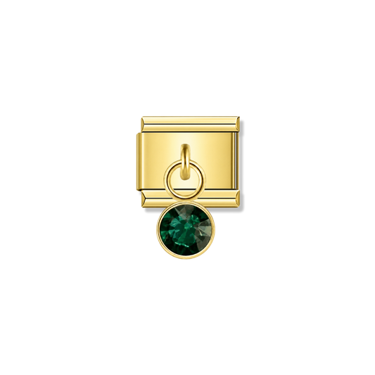 May Birthstone with CZ – gold Italian pendant charm by Italycharm