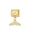 Mermaid Tail with CZ - Gold Pendant Charm