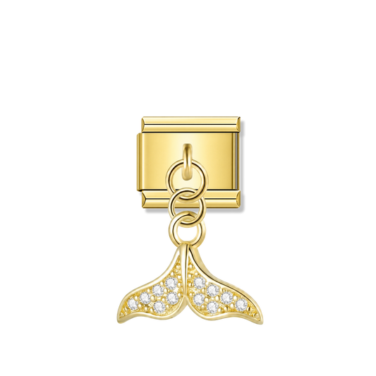 Mermaid Tail with CZ – gold Italian pendant charm by Italycharm