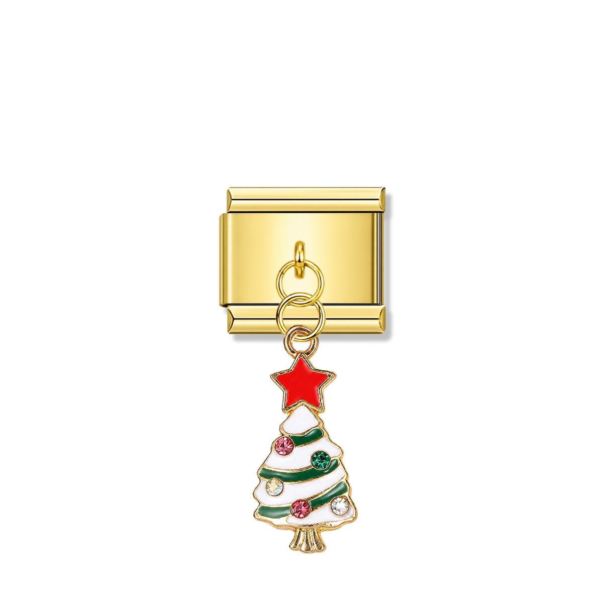 Merry Christmas Tree with CZ – gold Italian pendant charm by Italycharm