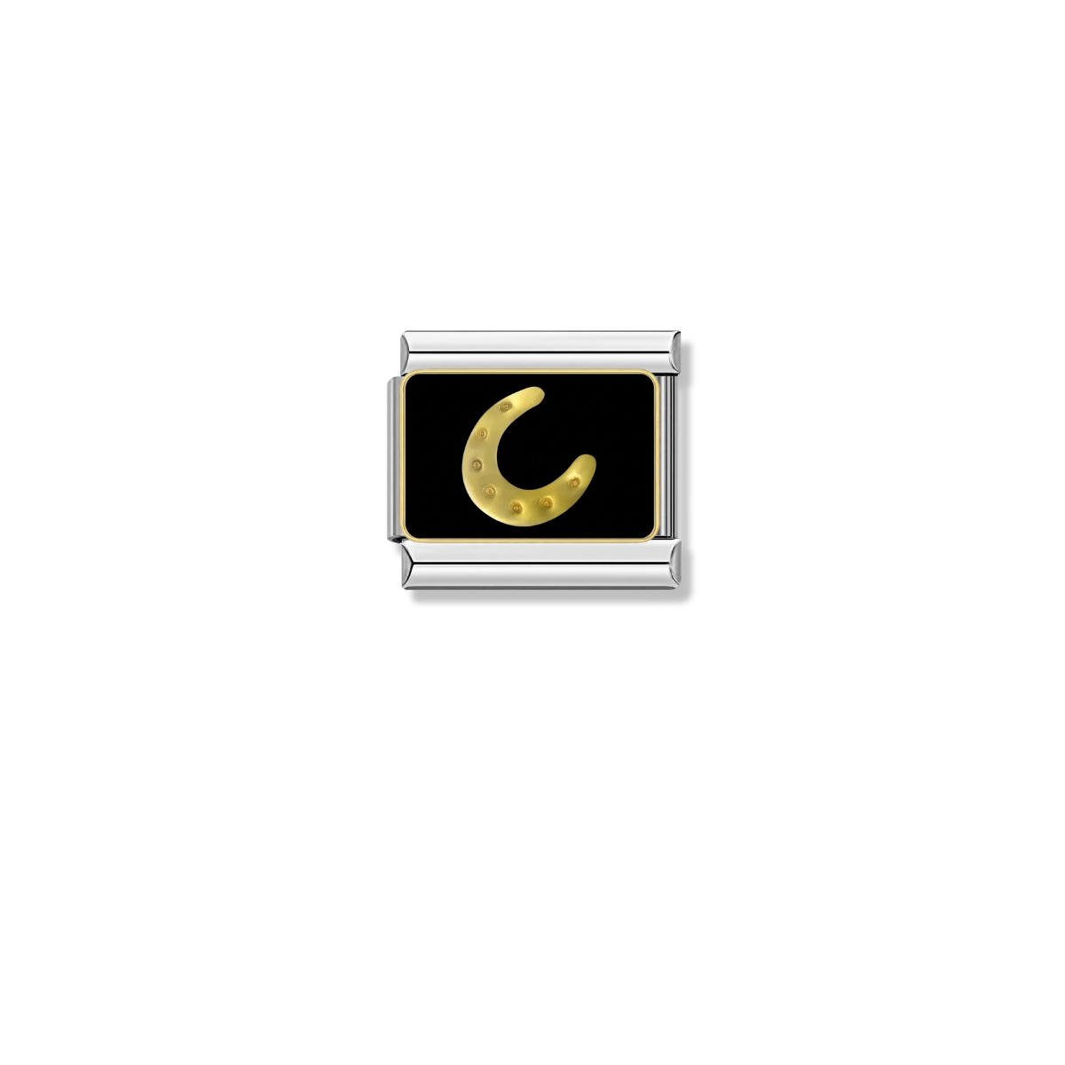 Midnight Horseshoe – silver Italian charm by Italycharm
