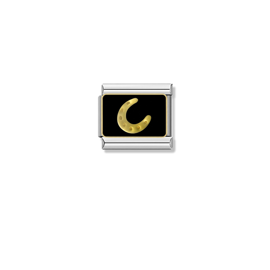 Midnight Horseshoe – silver Italian charm by Italycharm