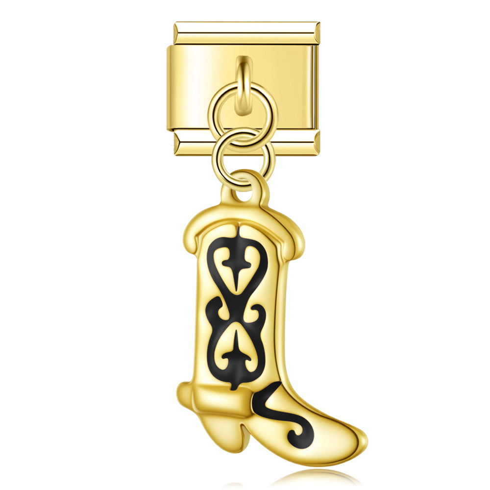 Midnight Savannah Boot - Gold Italian Pendant Charm