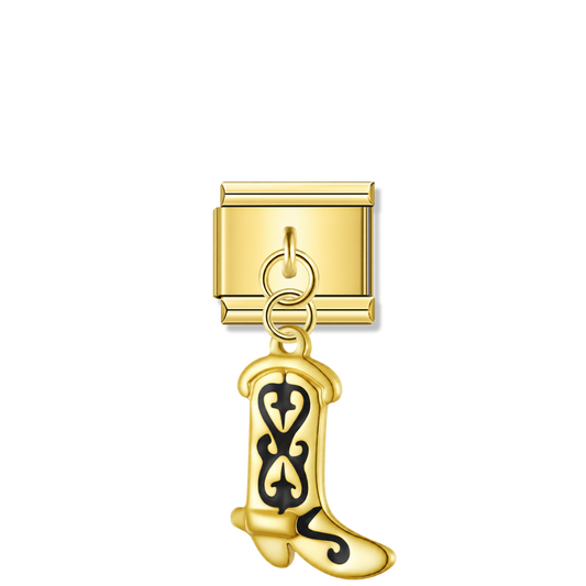 Midnight Savannah Boot - Gold Italian Pendant Charm – Italian charm by Italycharm