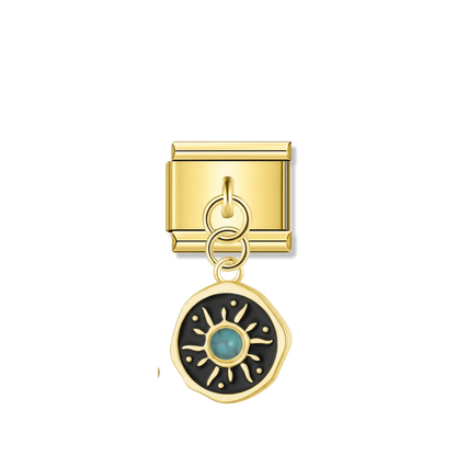 Midnight Sunray – gold Italian pendant charm by Italycharm