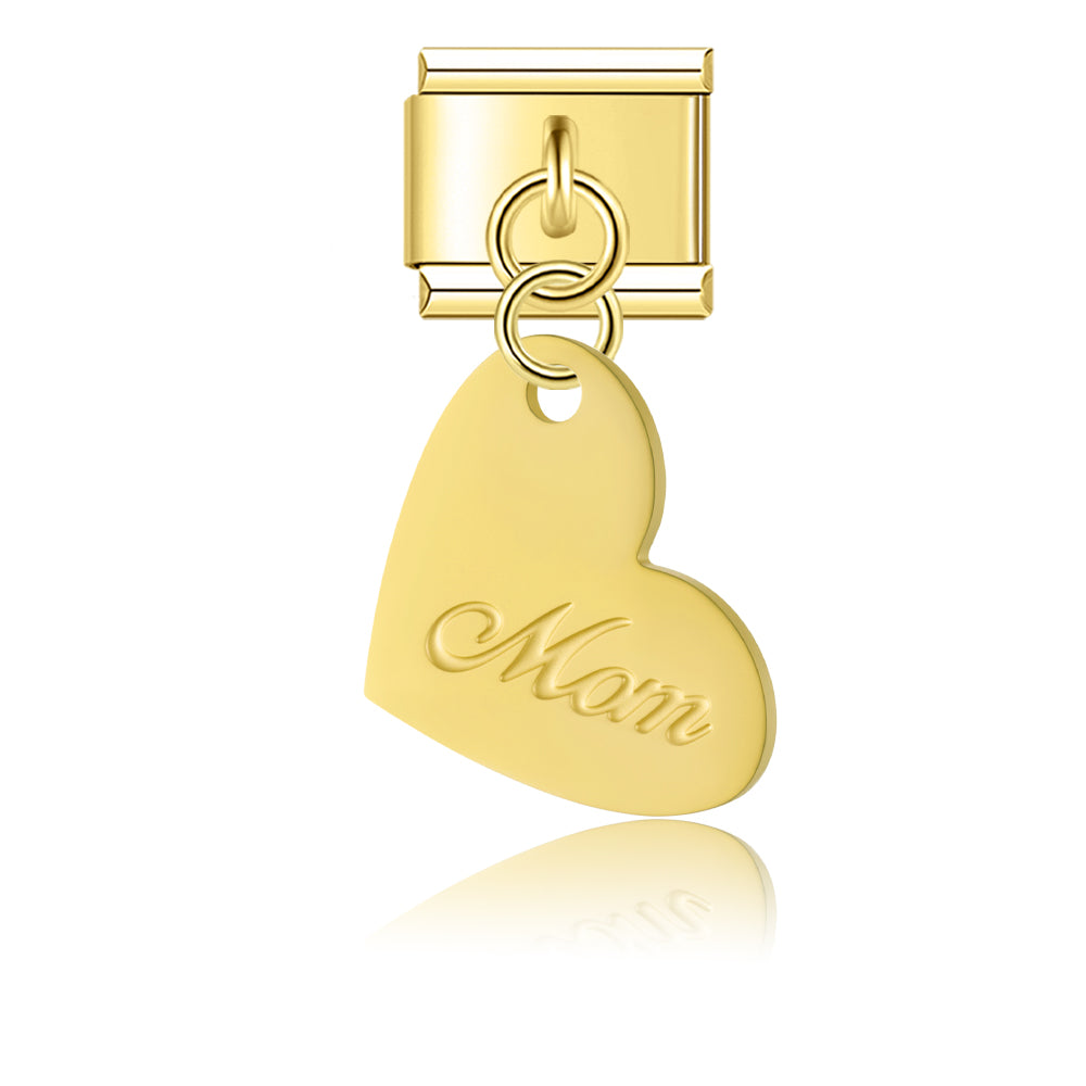Mom Heart - Gold Italian Pendant Charm