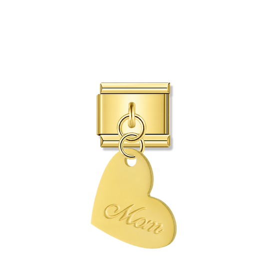 Mom Heart - Gold Italian Pendant Charm – Italian charm by Italycharm