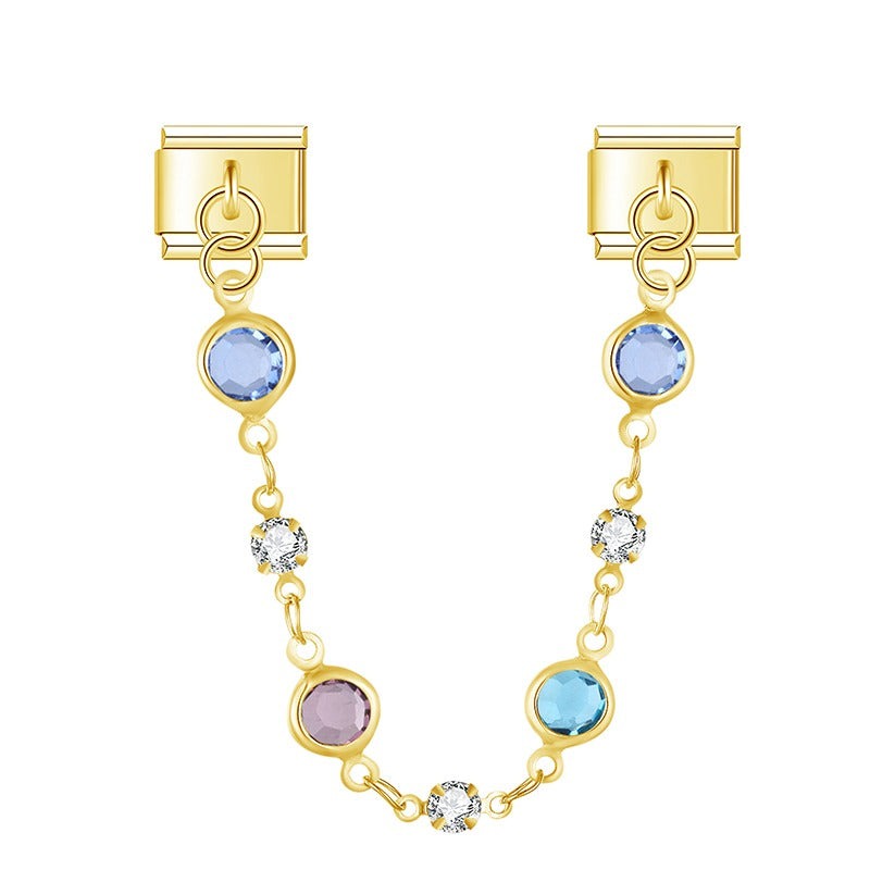 Multi-color Valeria With CZ - Gold Chain Charm