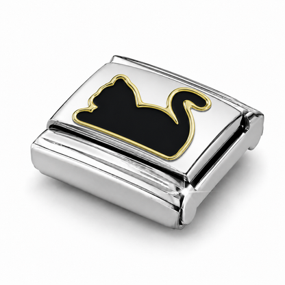 Mystic Cat – silver Italian charm close-up view