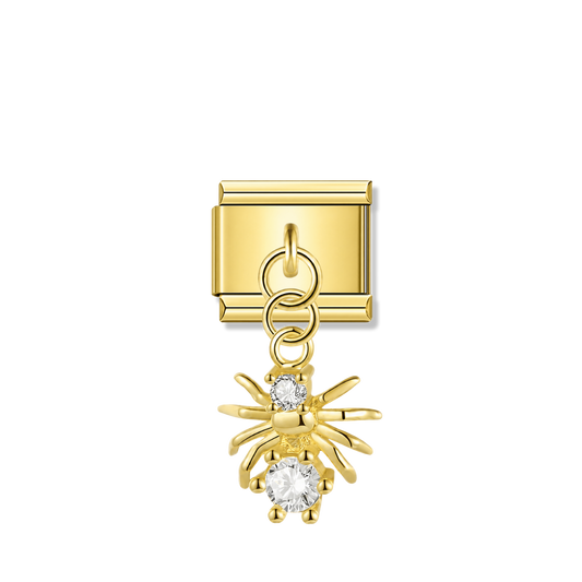 Mystic Spider with CZ – gold Italian pendant charm by Italycharm
