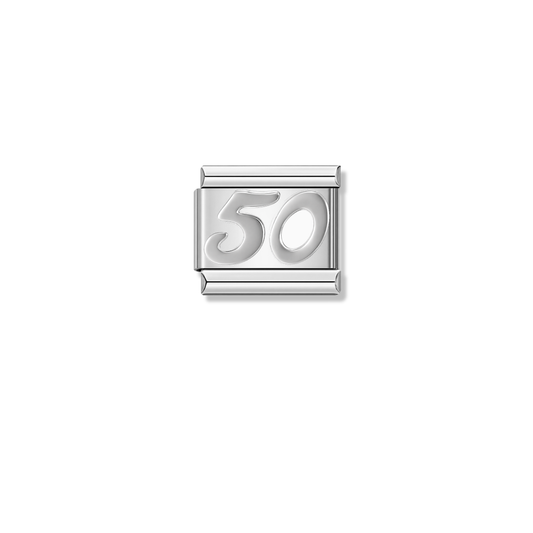 Number 50 – silver Italian charm by Italycharm