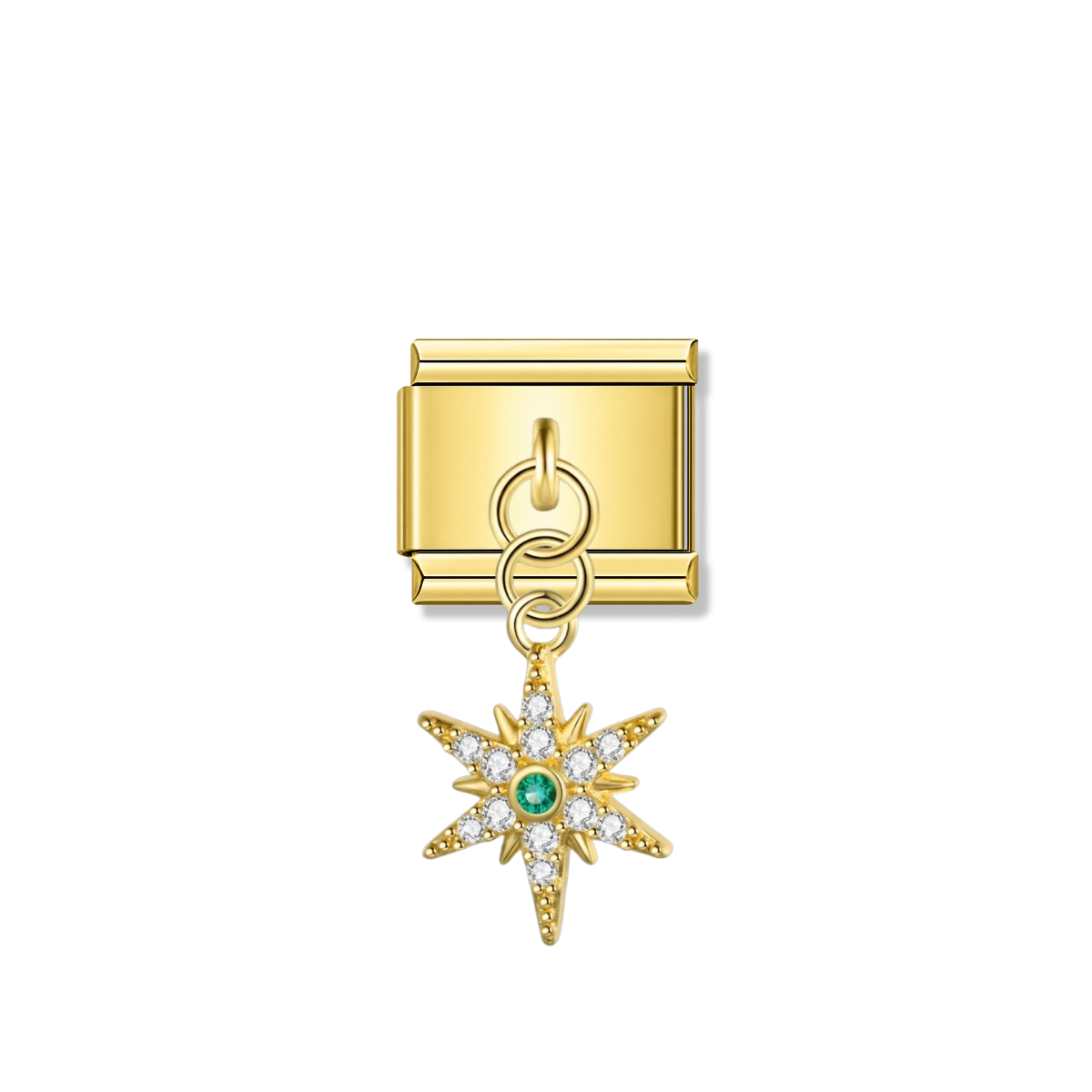North Star with CZ – gold Italian pendant charm by Italycharm