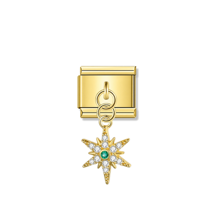 North Star with CZ – gold Italian pendant charm by Italycharm