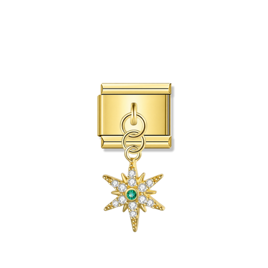 North Star with CZ – gold Italian pendant charm by Italycharm