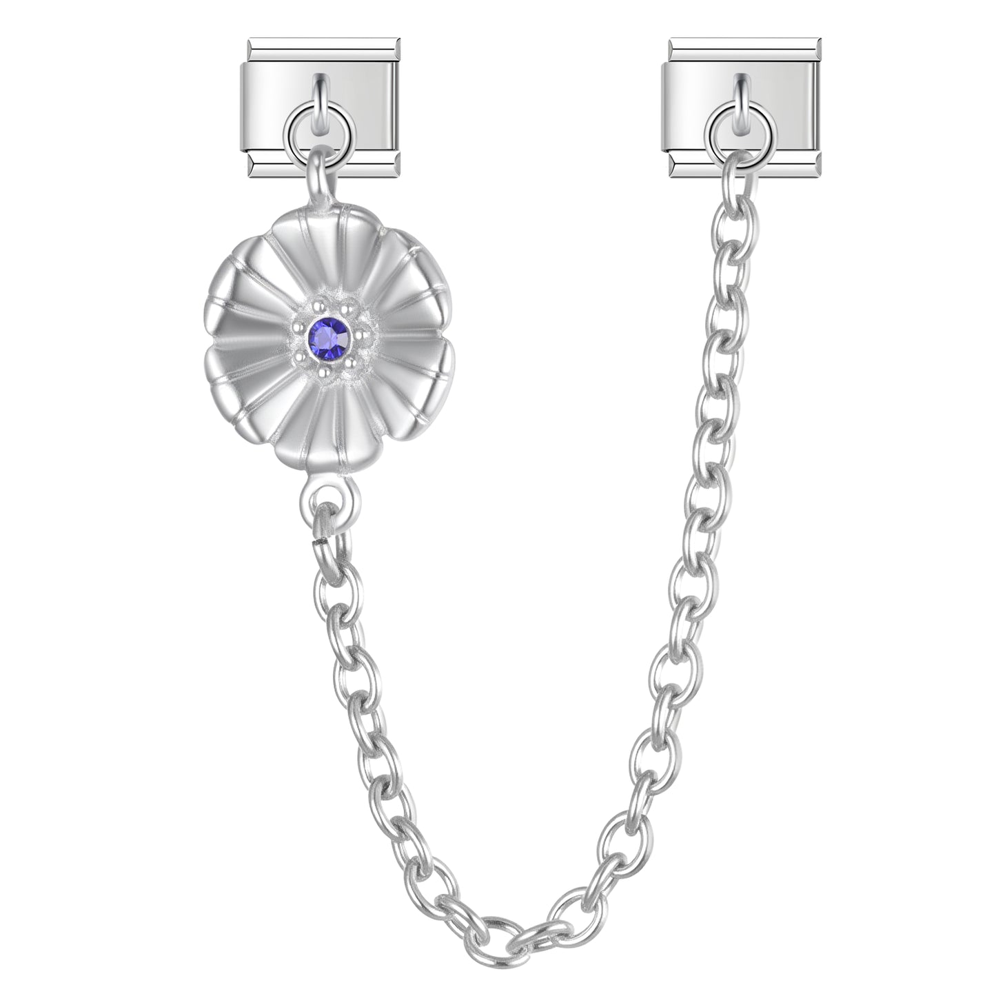 November Birth Flower Hawthorn with CZ - Silver Chain Charm
