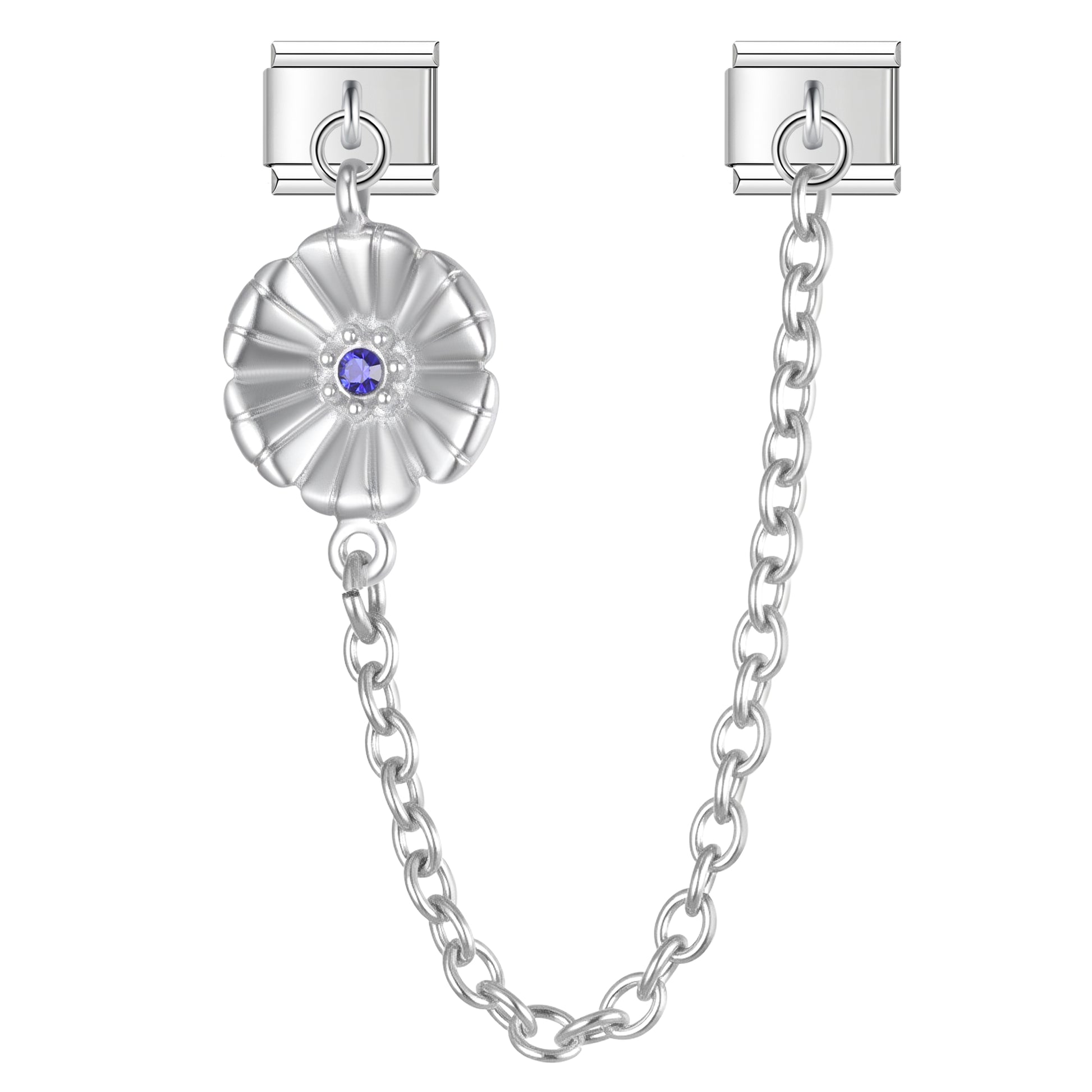 November Birth Flower Hawthorn with CZ - Silver Chain Charm