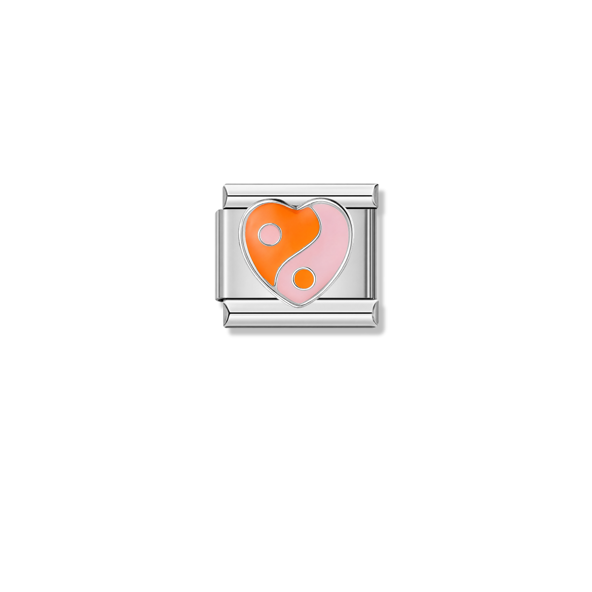 Orange Yin-Yang Heart – silver Italian charm by Italycharm