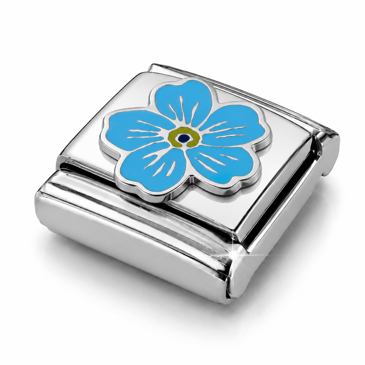 Ocean Blossom – silver Italian charm close-up view
