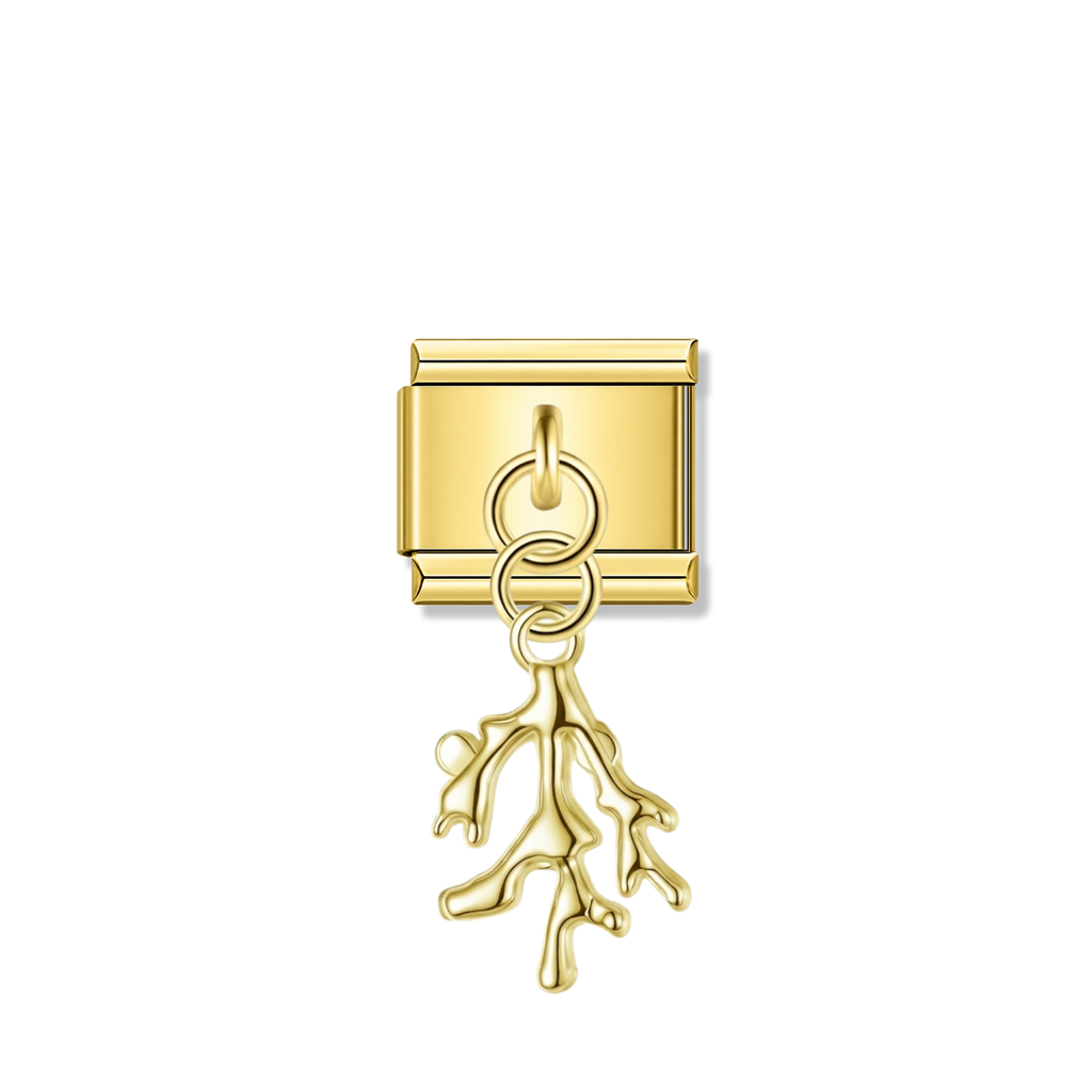 Ocean Coral – Gold Italian Pendant Charm