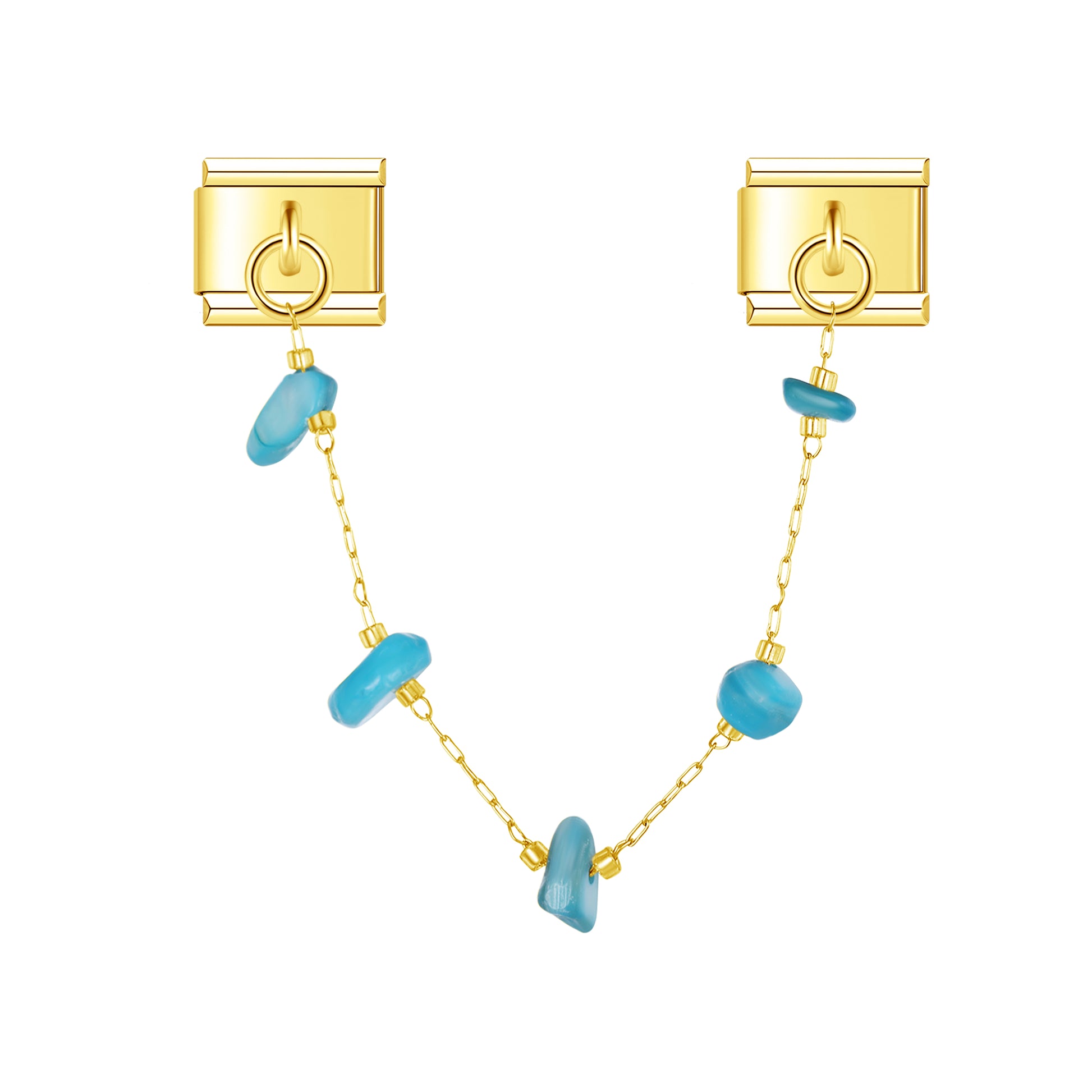 Ocean Healing Artisan Gem with gold chain charm