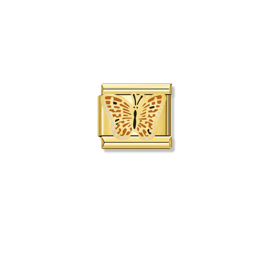 Orange Butterfly – gold Italian charm by Italycharm