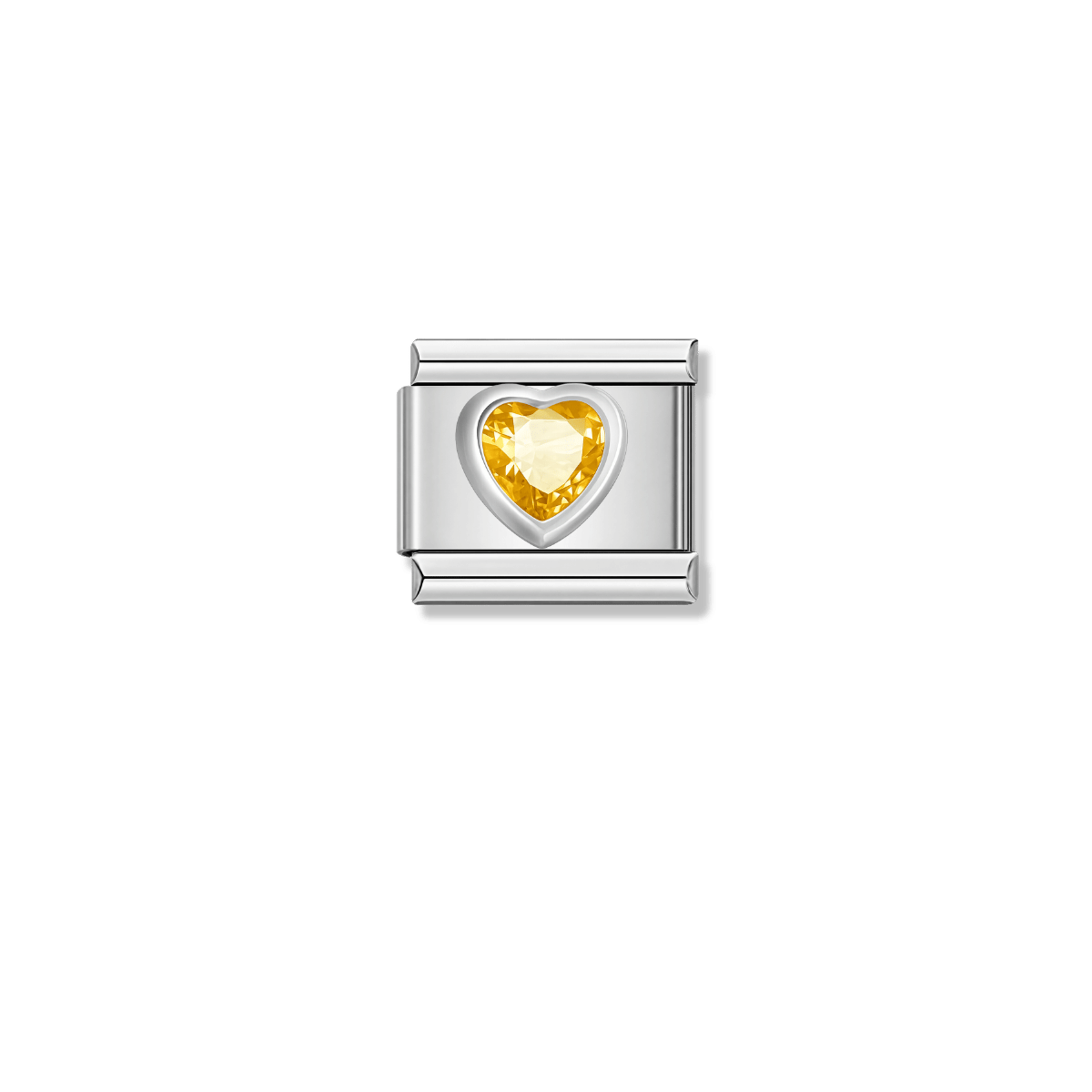 Orange Resin Heart – silver Italian charm by Italycharm