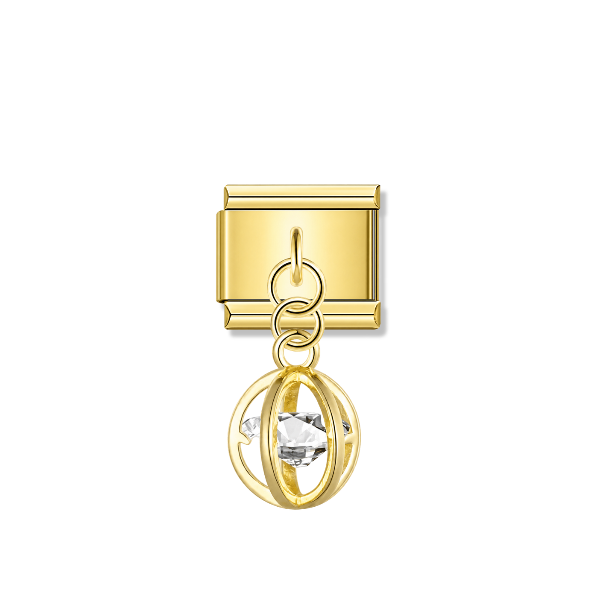 Orbit Crystal Sphere with CZ – gold Italian pendant charm by Italycharm