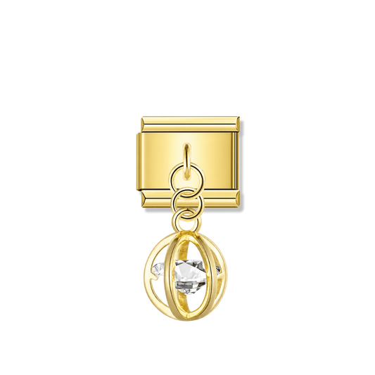 Orbit Crystal Sphere with CZ – gold Italian pendant charm by Italycharm