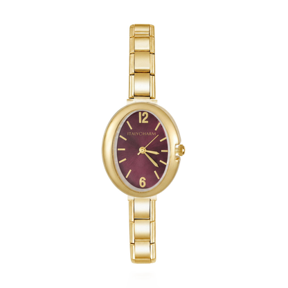 Oria Vintage – Burgundy Dial Gold Women's Watch | Italycharm – Italian charm watch by Italycharm