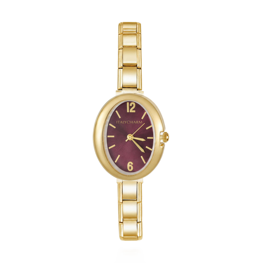 Oria Vintage – Burgundy Dial Gold Women's Watch | Italycharm – Italian charm watch by Italycharm