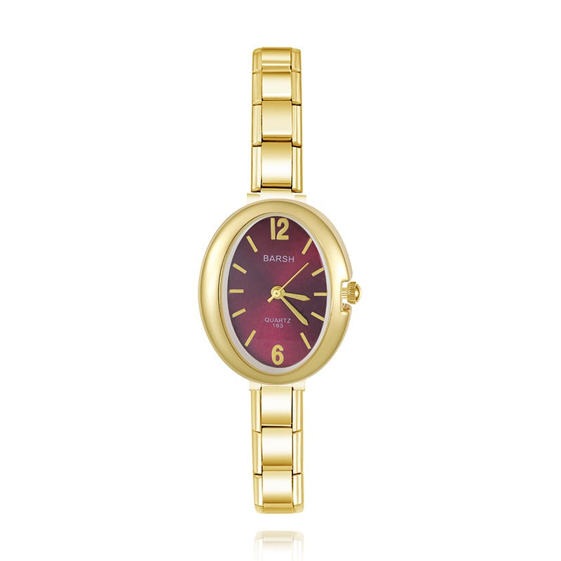 Oria Vintage – Burgundy Dial Gold Women's Watch | Italycharm