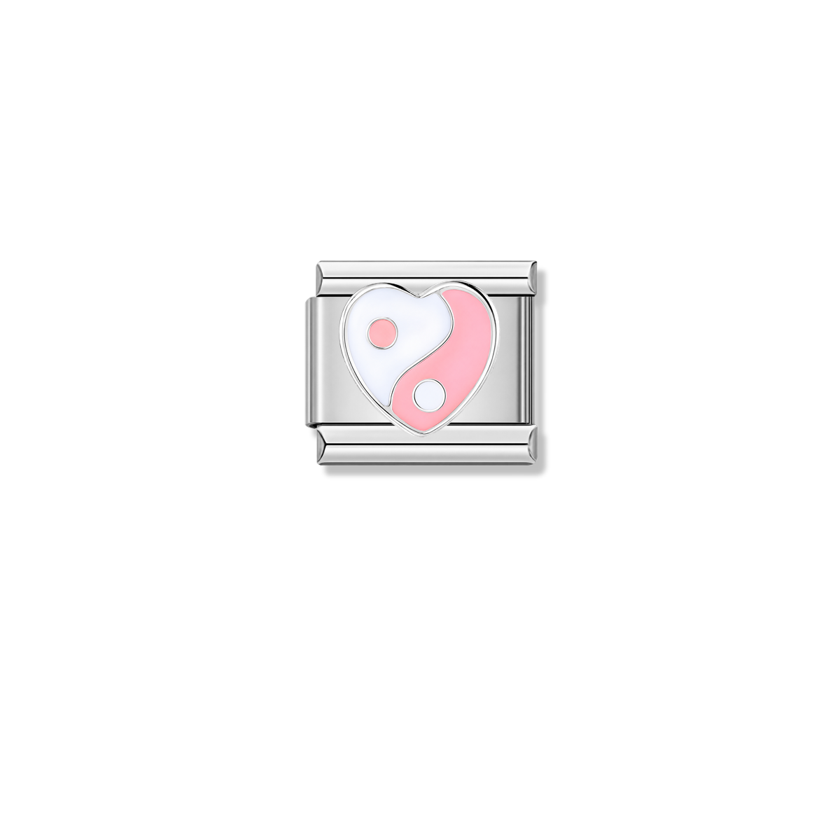 Pink Yin-Yang Heart – silver Italian charm by Italycharm