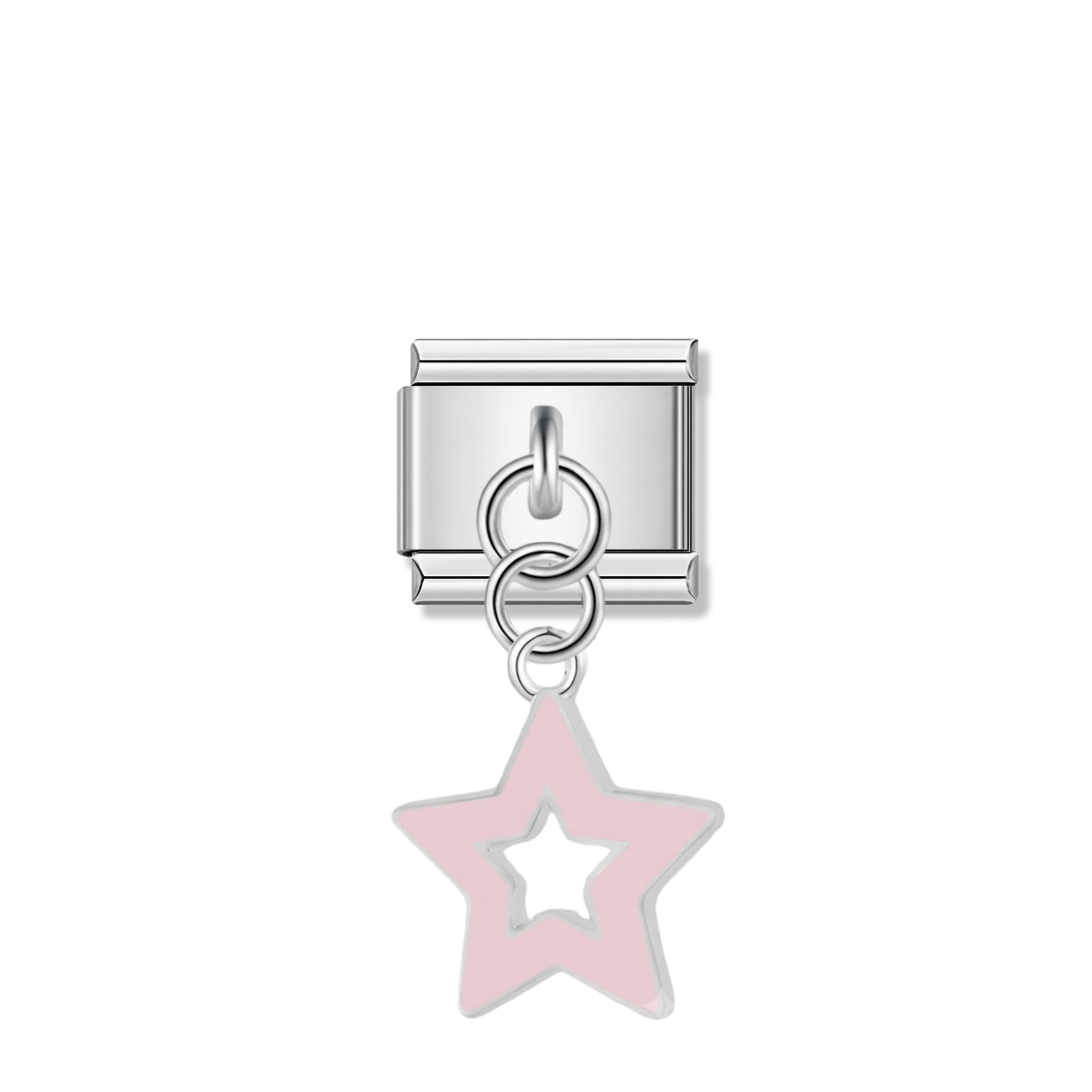 Pastel Pink Star – silver Italian pendant charm by Italycharm