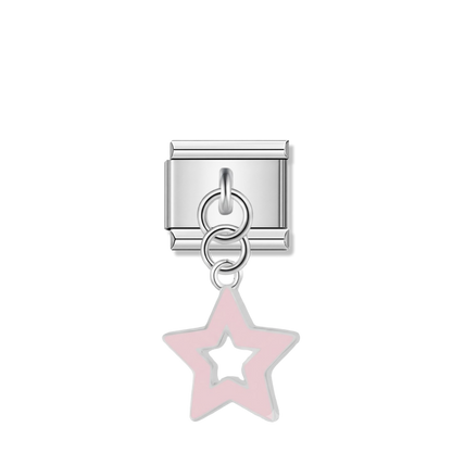 Pastel Pink Star – silver Italian pendant charm by Italycharm