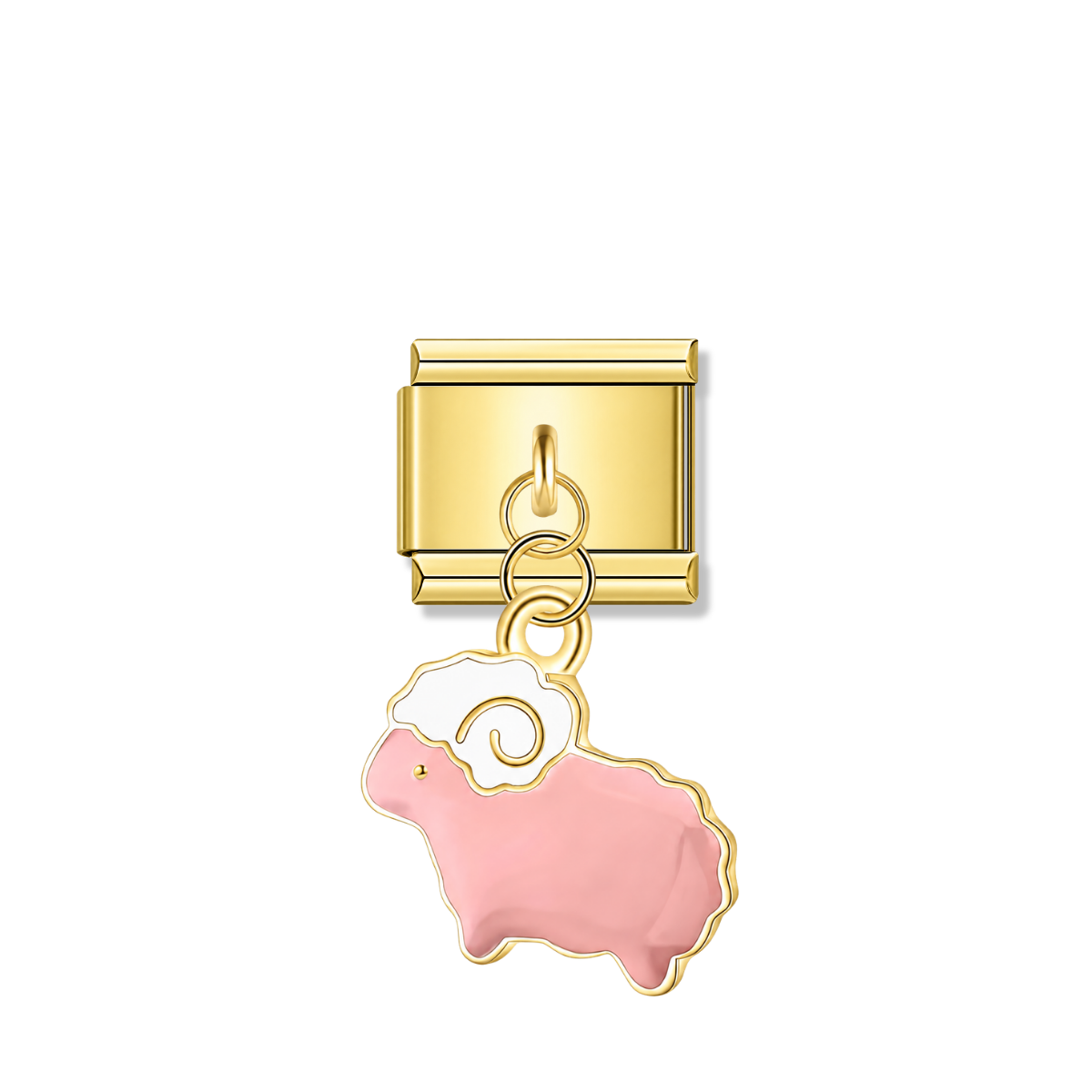Pink Aries Spirit – gold Italian pendant charm by Italycharm