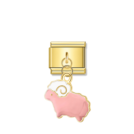 Pink Aries Spirit – gold Italian pendant charm by Italycharm