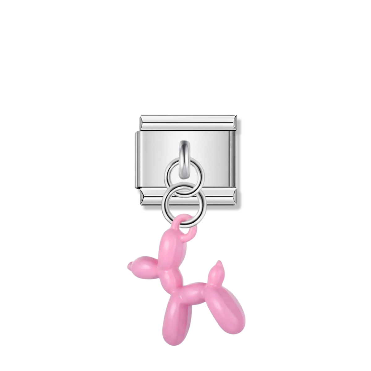 Pink Balloon Dog – silver Italian pendant charm by Italycharm