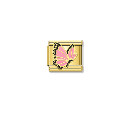 Pink Butterfly – gold Italian charm by Italycharm