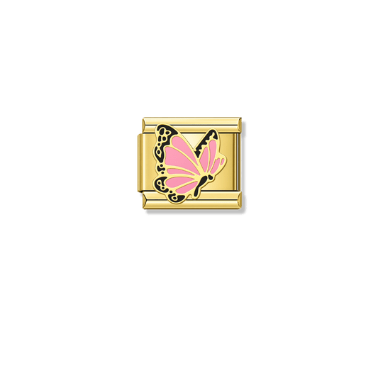 Pink Butterfly – gold Italian charm by Italycharm